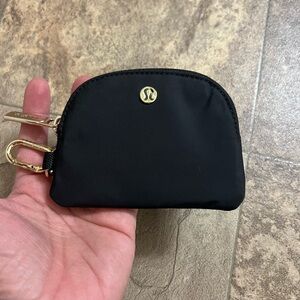 NWOT Lululemon Black Coin Purse & keychain with Gold Accents